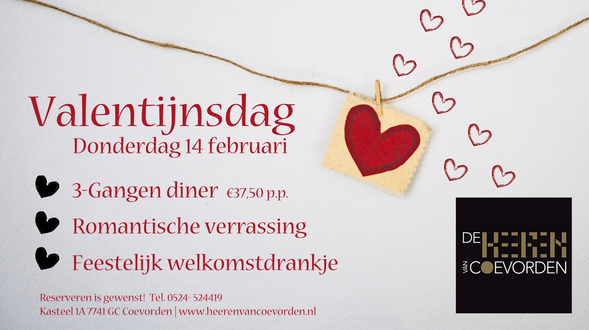 Valentijnsdag 2019 Grand café de Heeren van Coevorden